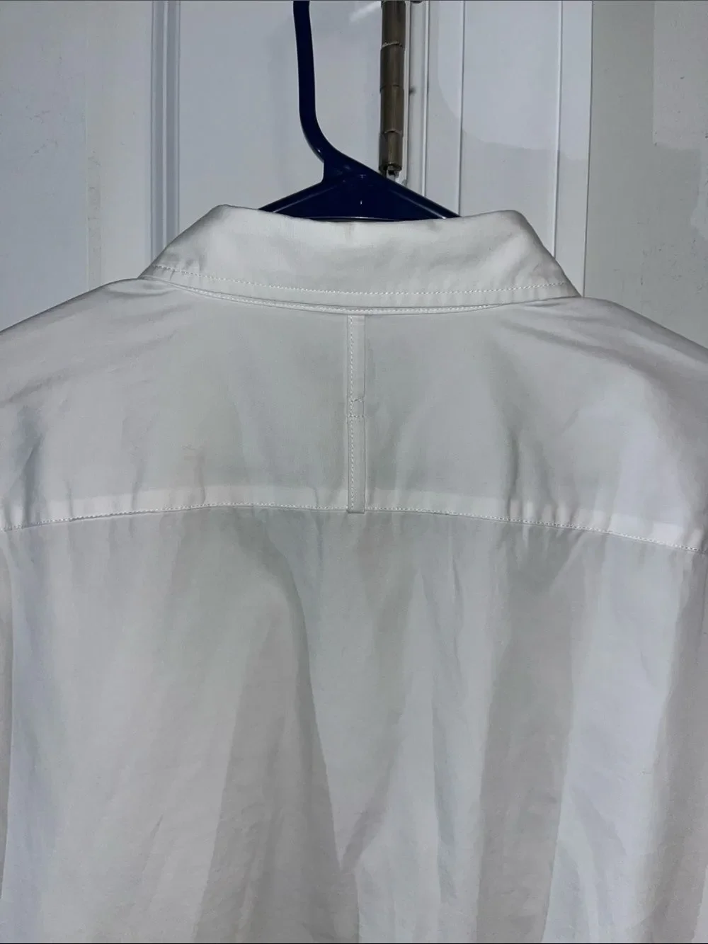 White Banana Republic Luxe Poplin Organic Cotton pocket Shirt Untucked Slim Fit